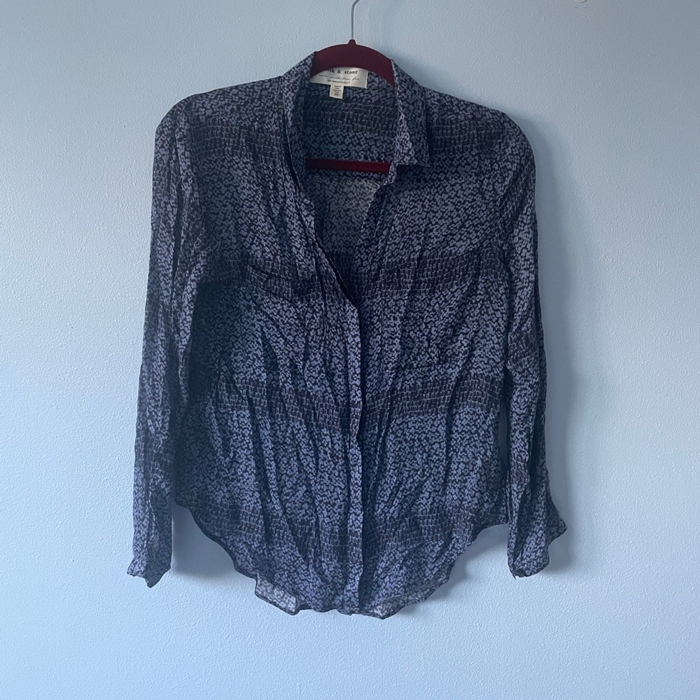 Blue Cloth & Stone Patterned Button Down